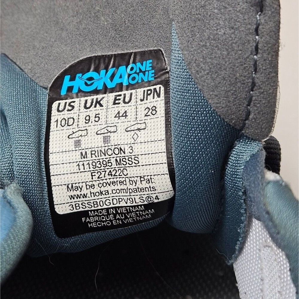 HOKA One One Rincon 3 Trail Shoe Mens 10 D, Blue Orange White Sneaker Walking - Picture 11 of 14